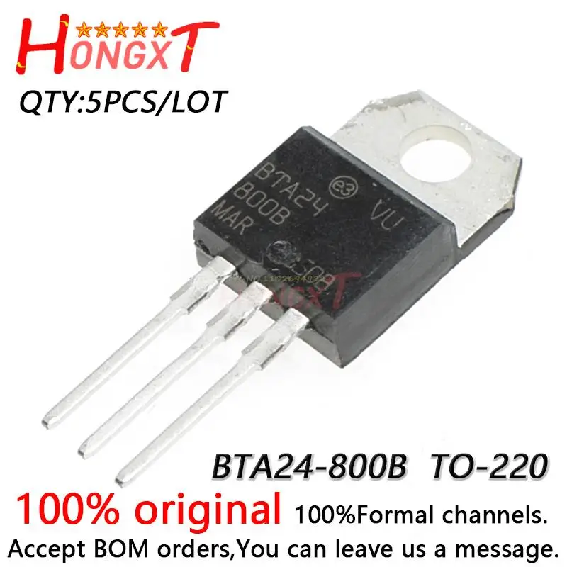 

5PCS 100% NEW Original BTA24-800B BTA24-800 TO-220 bidirectional thyristor 24A/800V.