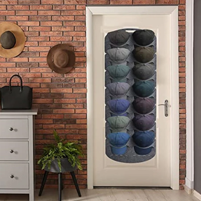 Hanging-Hat-Organizers-for-Bedroom-Closet-Space-Saving-Wall-Door-Felt-Storage-Rack-for-Baseball-Cap.jpg Függő Kalap Szervezők Hálószobás Szekrény Helymegtakarítás Fali Ajtó Filc Tároló Állvány A Baseball Sapka Számára - Image 5