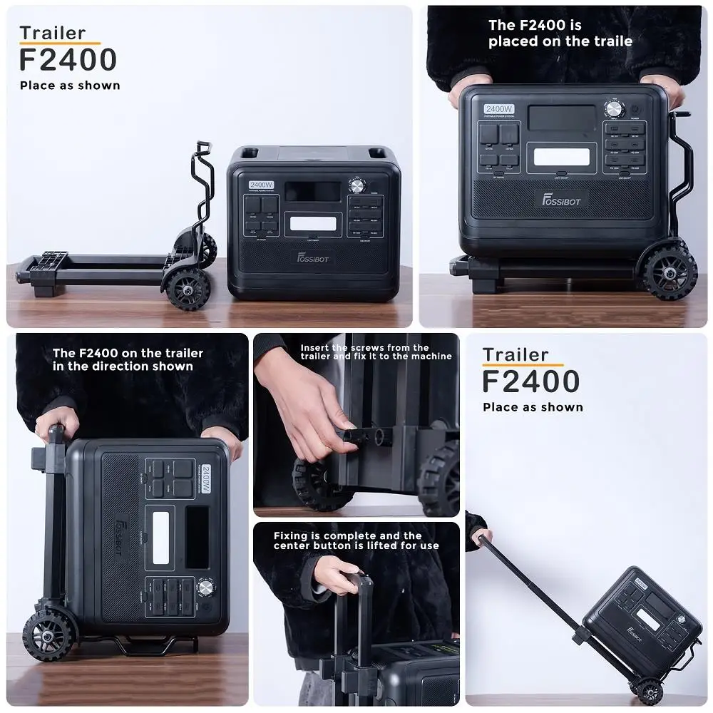 Chargeur et batterie FossiBot Générateur solaire de batterie F2400 de  centrale électrique portable+ Chariot pliable