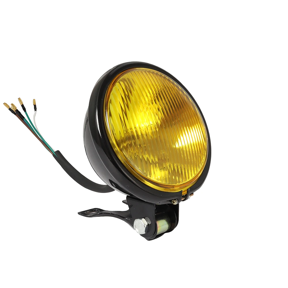 For Honda Harley Suzuki Kawasaki Retro Metal Universal Motorcycle Headlight Round with Holder Electroplate