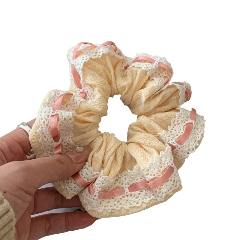 

Temperament Elastic Hair Rope Lace Trim Hair Tie Ponytail Hair Tie for Girl Dropship