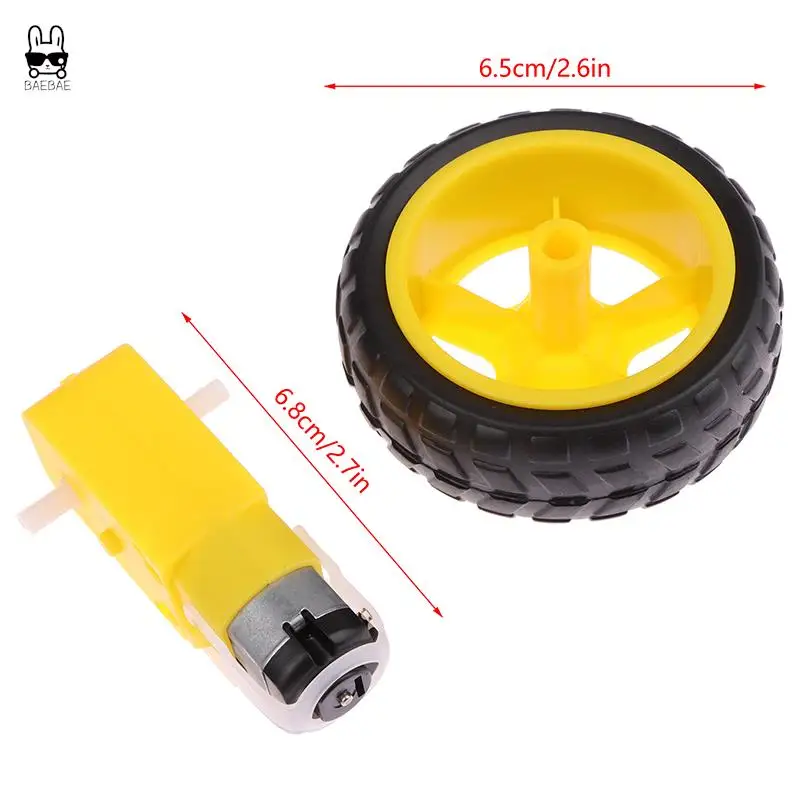 

For TT Gear Motor With Rubber Tire Wheel 3-12V DC Dual Shaft Gear Motor For Arduino Motor Smart Robot Car