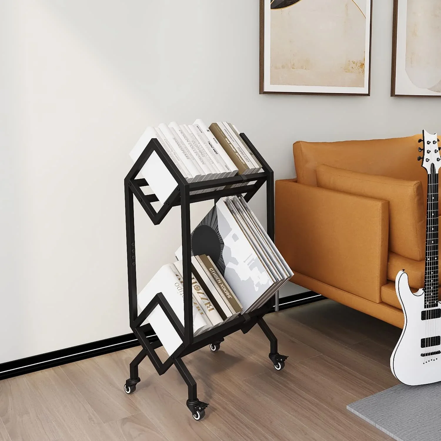 Desktop Creative Bookshelf Vinyl Record Storage Rack CD Record Display Rack Magazine Placement Metal