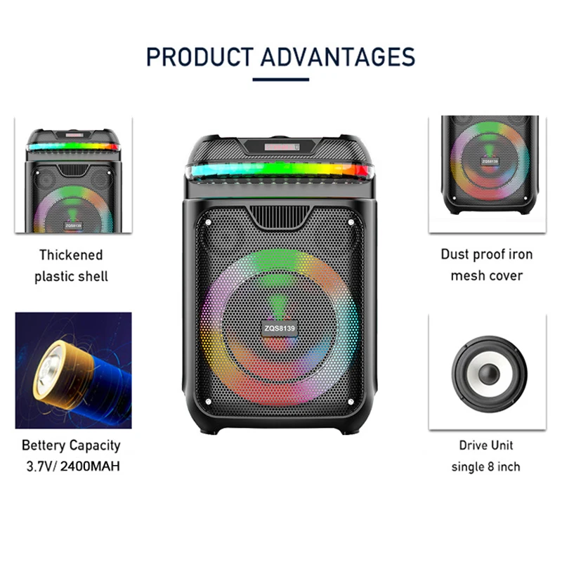 40W high-power Bluetooth Speaker Box Portable Column Stereo