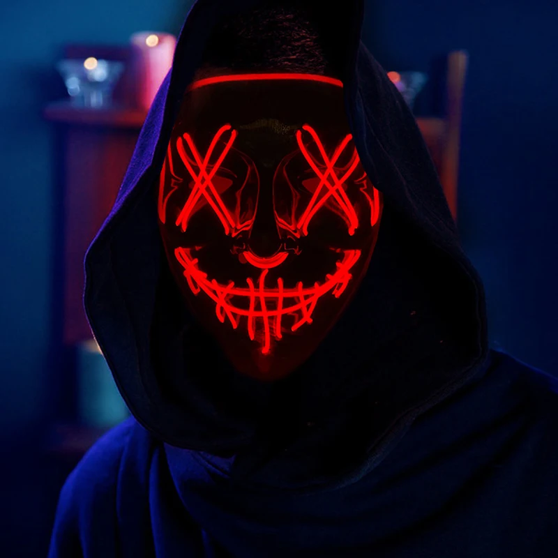 Led Light Emitting Masks Holiday Spooky Dress Up Props Halloween Play Role Masks Masquerade led light mask