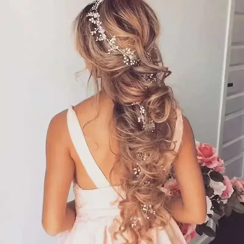 Wedding Hair Accessories Crystal Pearl Vine Head Belt Bridal  Ornaments Fashion Jewelry Bride Headdress Headbands Accessory - 4