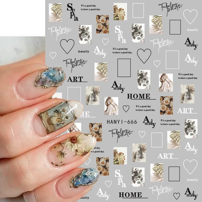 

3D Geometric Lines Nail Art Stickers Flower Leaves Nail Decals Blooming Marble Nail Stickers for Nail Art Supplies DIY Manicure