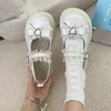 2024 Brand Shoes for Women Spring Women's Pumps Round Toe Solid Mary Jane Platform Mid Heel Bow Tie Love One-word Buckle Pumps 3
