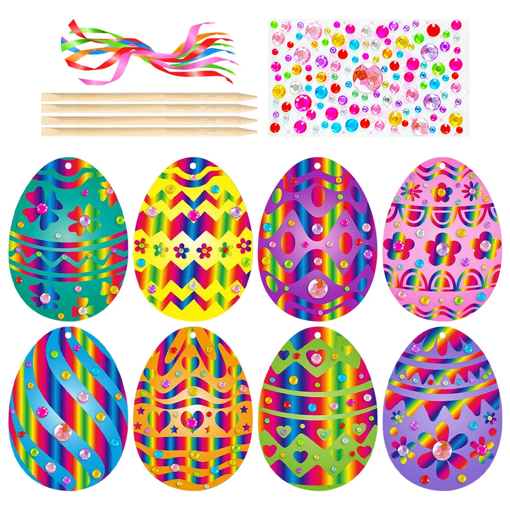 

Easter Egg Scratch Painting Black Paper Childrens Toys Decorative Colored Diamond