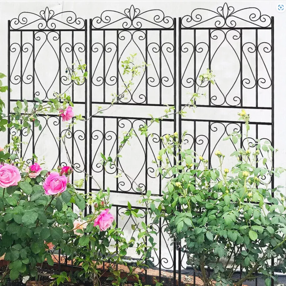 Garden Border Trellis 6 Panels High Metal Climbing Plants Support Trellis Plants Fencing Barrier for Outdoor Patio Backyard