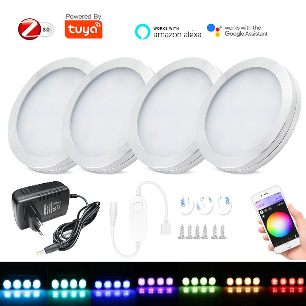 

2-9Pcs Zigbee Tuya Smart RGB LED Under Cabinet Closet Light Furniture Dimmable Wardrobe Lamps Voice Control fr SmartThing Google