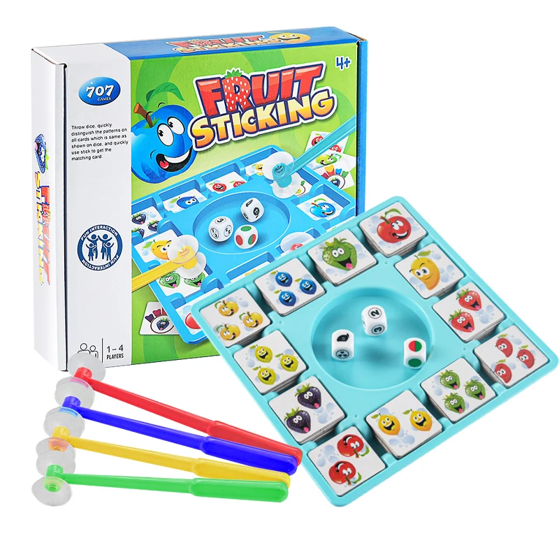 Children Education Learning Toys Fruit Sticking Game Card Dice Board Game Color Shape Cognition Party Competition Game Kids Toys 6