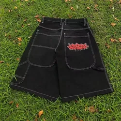 European and American high street men shorts skateboard pants pattern embroidery couple hiphop hip hop denim shorts
