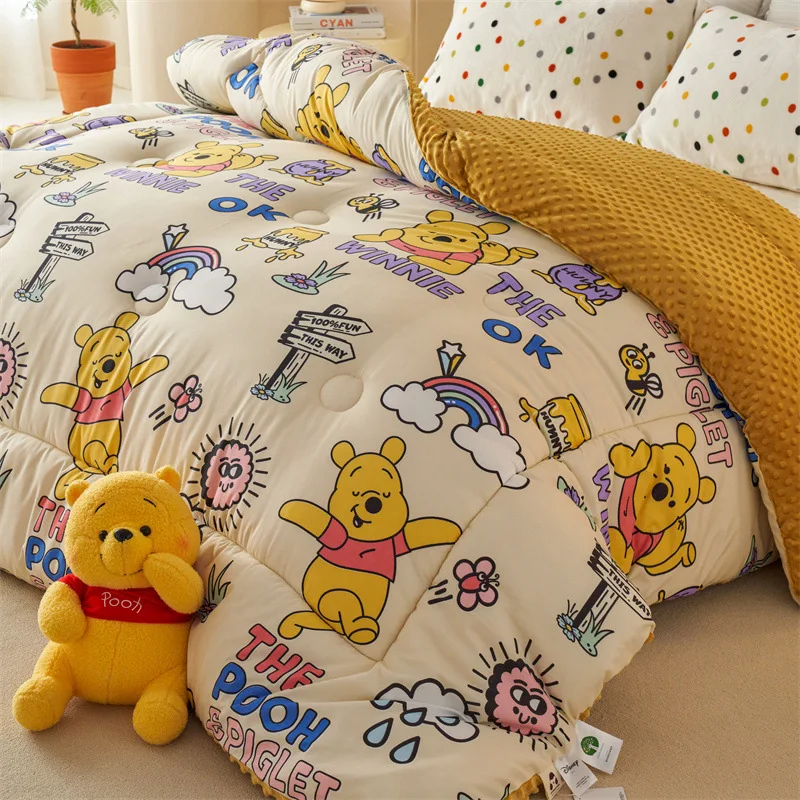 

Disney Stitch Plush Quilt Cute Mickey Donald Pooh Children's Winter Thickened Warm Quilt Single Children's Quilt Bedding Gifts