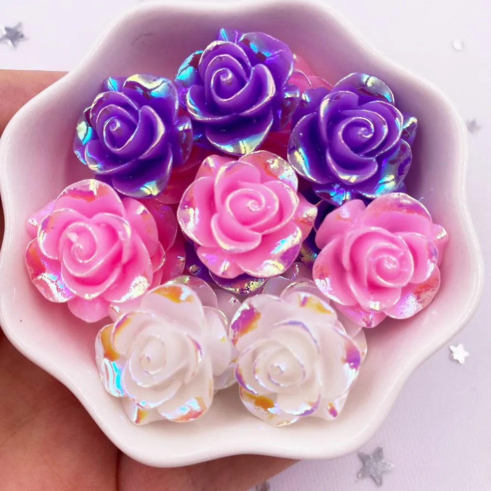 20mm AB 수지 로즈 Flatback 꽃 라인 석 보석 20Pcs 스크랩북 웨딩 장식품 아플리케 공예 DIY SL691