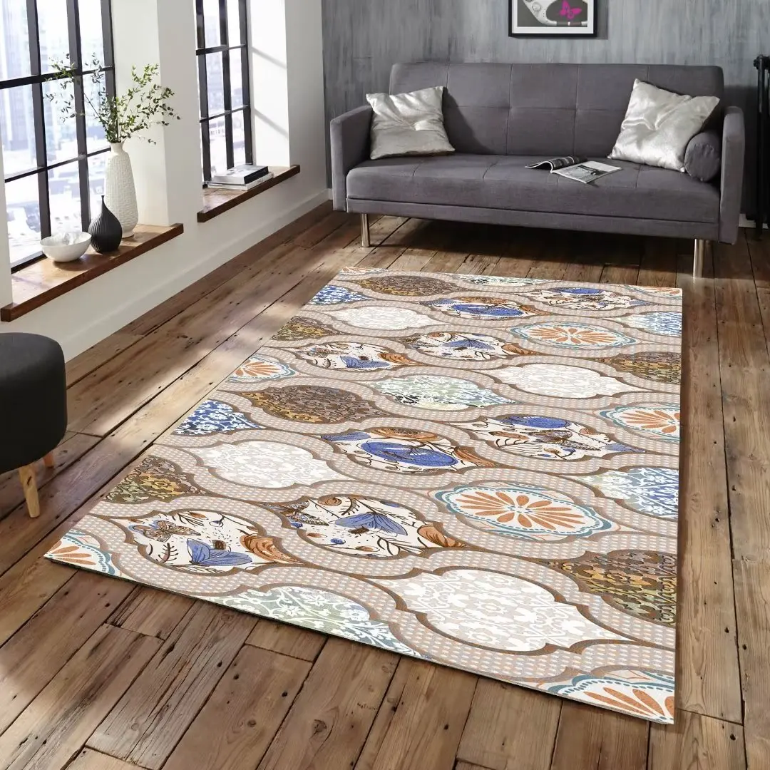 Geometric Living Room Carpet Fashion Colorful Style Large Room Rugs for Bedroom Non-slip Elastic Dining Room Mats Washable 5