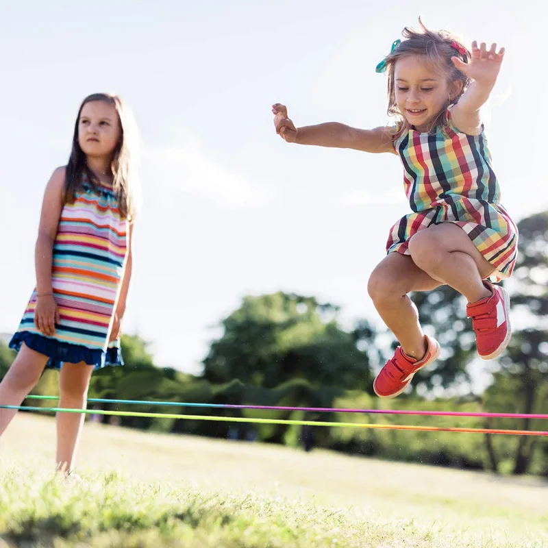Rainbow Elastic Rubber Jump Rope Kids Adults Fitness Exercise Outdoor Fun Games Juegos De Exterior Para Niños Y Adultos 2