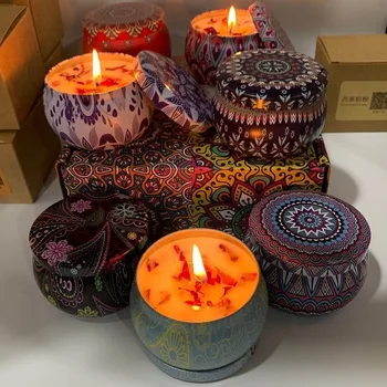 1PCS Vintage Can Candles Soy Wax Flower Fragrance Scented Candle Home Decoration  Candle Jars for Wedding Ceremony Birthday Gift 1