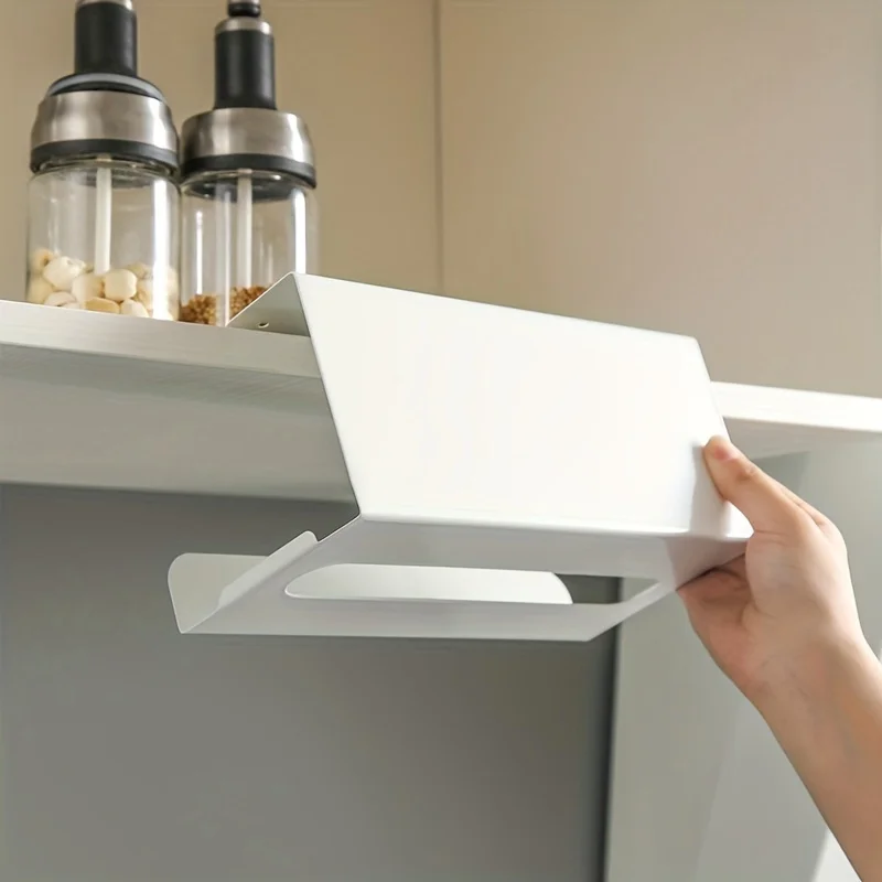 1pcs Kitchen tissue holder, no punching iron paper holder, household napkin hanger, cabinet, drawer, wall mounted 4