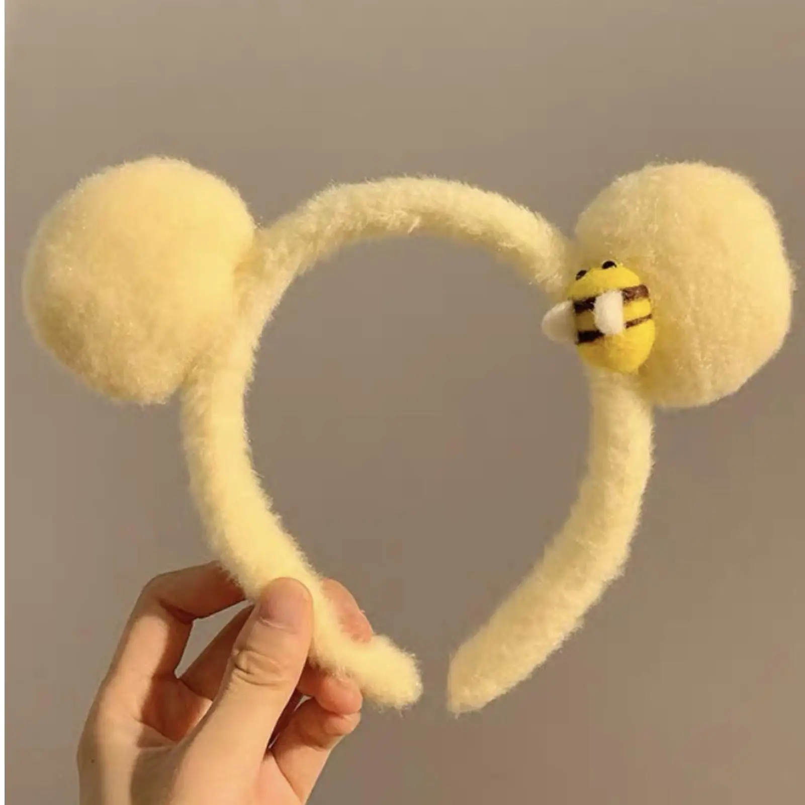 1 stücke Nette Biene Bär Ohren Plüsch Haarband Frauen Mädchen Gesicht Waschen Schöne Tier Stirnbänder Cosplay Mode Haar Zubehör – Detail 13