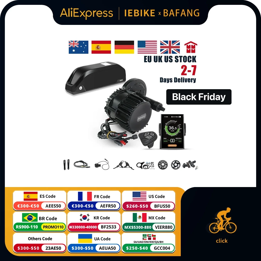 

48V 1000W Bafang Motor BBSHD BBS03 Mid Drive Motor 68mm 100mm 120mm eBike Electric Motor Kit with 16AH 20AH Battery