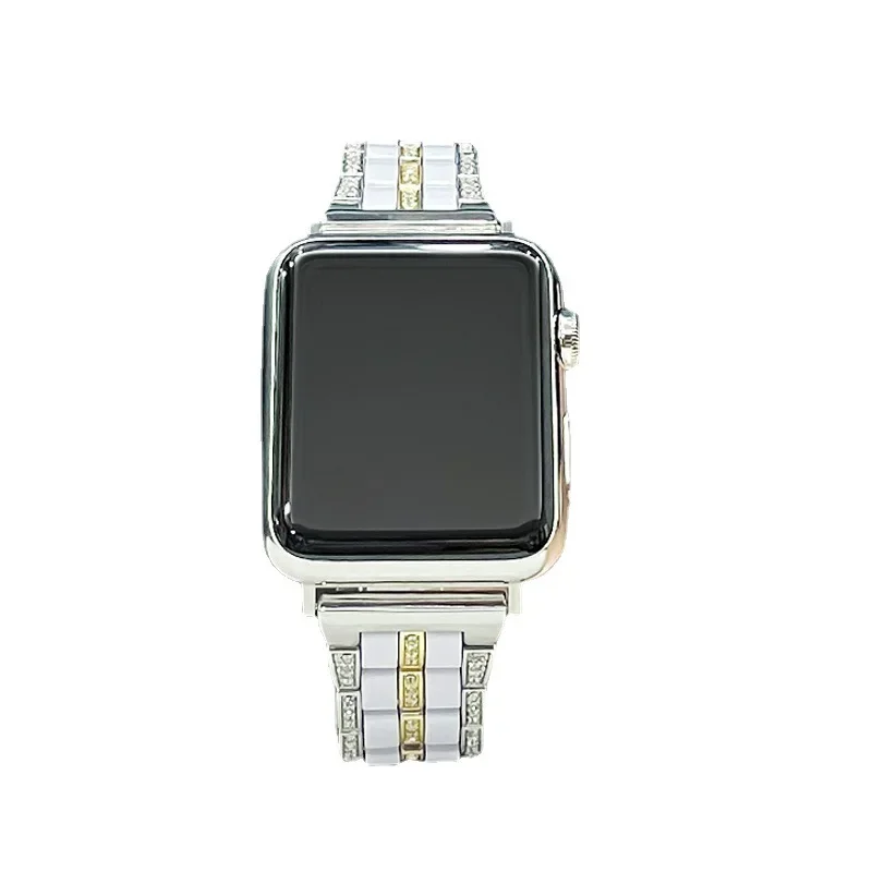 Manufacturer's New Suitable Apple iWatch Strap Colored Apple Smart Watch Strap with Metal Resin Inlaid Diamond