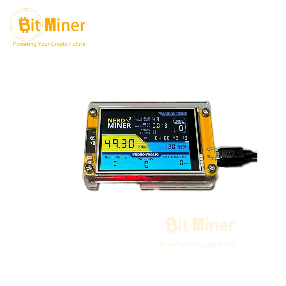 

Bitcoin Nerd Miner v2.0 T-Display-S3 BTC Crypto Solo Lottery Nerdminer LCD Display With Shell