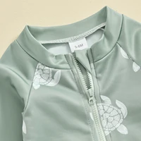 Cute Children Boys Rash Guard Swimwear Kids Bathing Suit Summer Long Sleeve Turtle Print T-shirt with Shorts and Hat Swimwear 5
