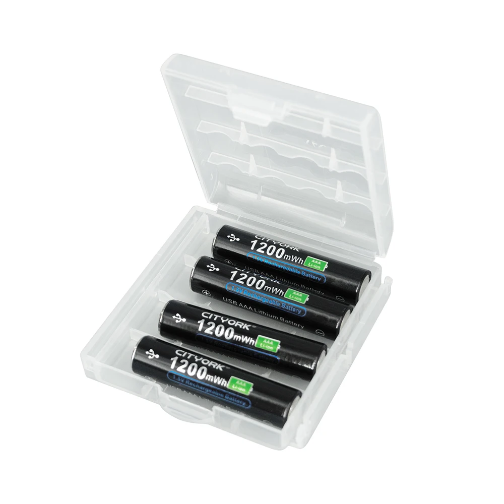 CITYORK Paquete De 12 Baterías Recargables De Litio AAA De 1.5 V De 1200 Mwh Carga Rapida