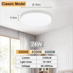 Modern 12 - Inch Round White LED Ceiling Light Fixture (Natural Light)