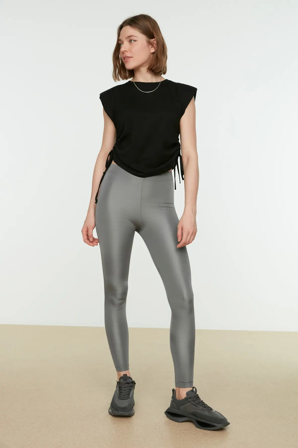 Buy Trendyol Shiny Disco Leggings In Brown