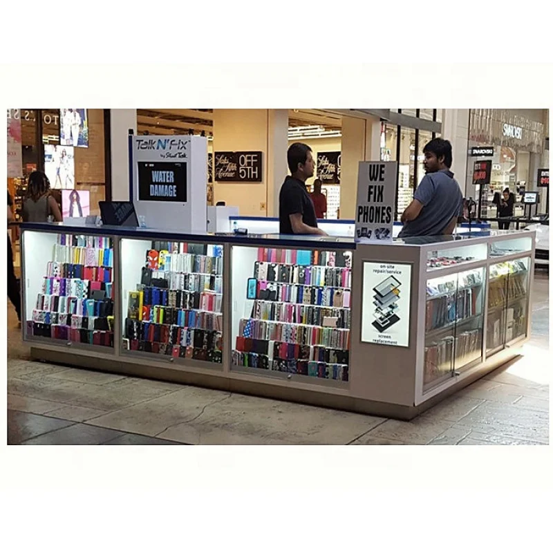 

custom，Modern Design Cellphone Accessories Kiosk for Mall Wooden Phone Accessories Showcase Phone Repair Kiosk