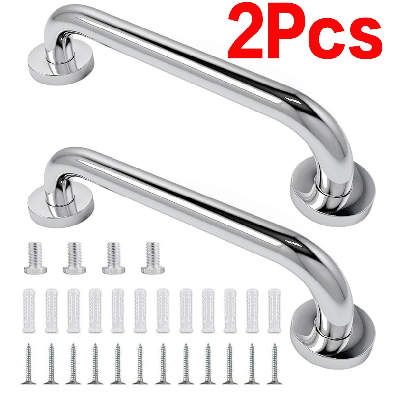 Stainless Steel Grab Bar 2Pcs Bathtub And Shower Barrier-free Safety Railings Elderly Disabled Anti-slip Handles Bathroom Tools