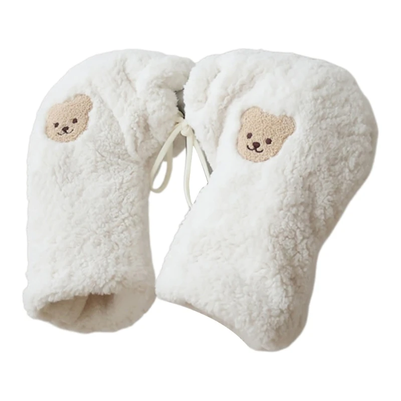 

Windproof Baby Scooter Hand Muff Embroidered Bear Warm Gloves Stylish Bear Pattern Hand Gloves for Baby Scooter Gift