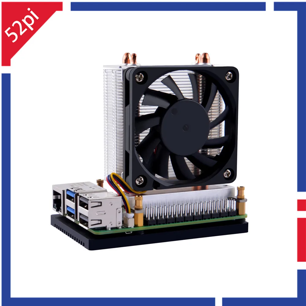 52Pi Raspberry Pi 5 Ice Tower Plus Cooler Dissipatore Di Calore A Doppio Tubo In Rame Per Raspberry Pi 5