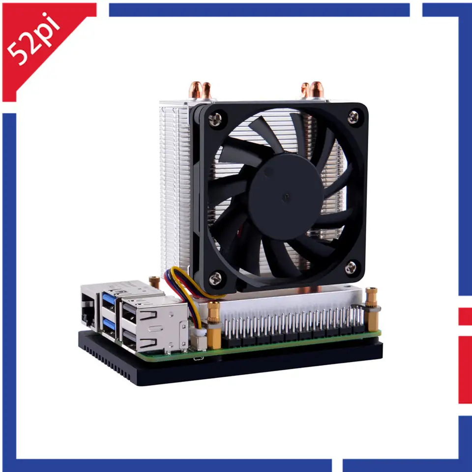 52Pi Raspberry Pi 5 Ice Tower Plus Cooler Dual-Copper Pipe Heatsink for Raspberry Pi 5 image 1
