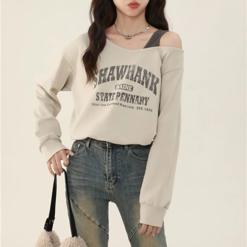 Spring Autumn New Fashion V-neck Long Sleeve Pullover Sweatshirts Casual Versatile Loose Commuting Simple Clothing Hoodies Top