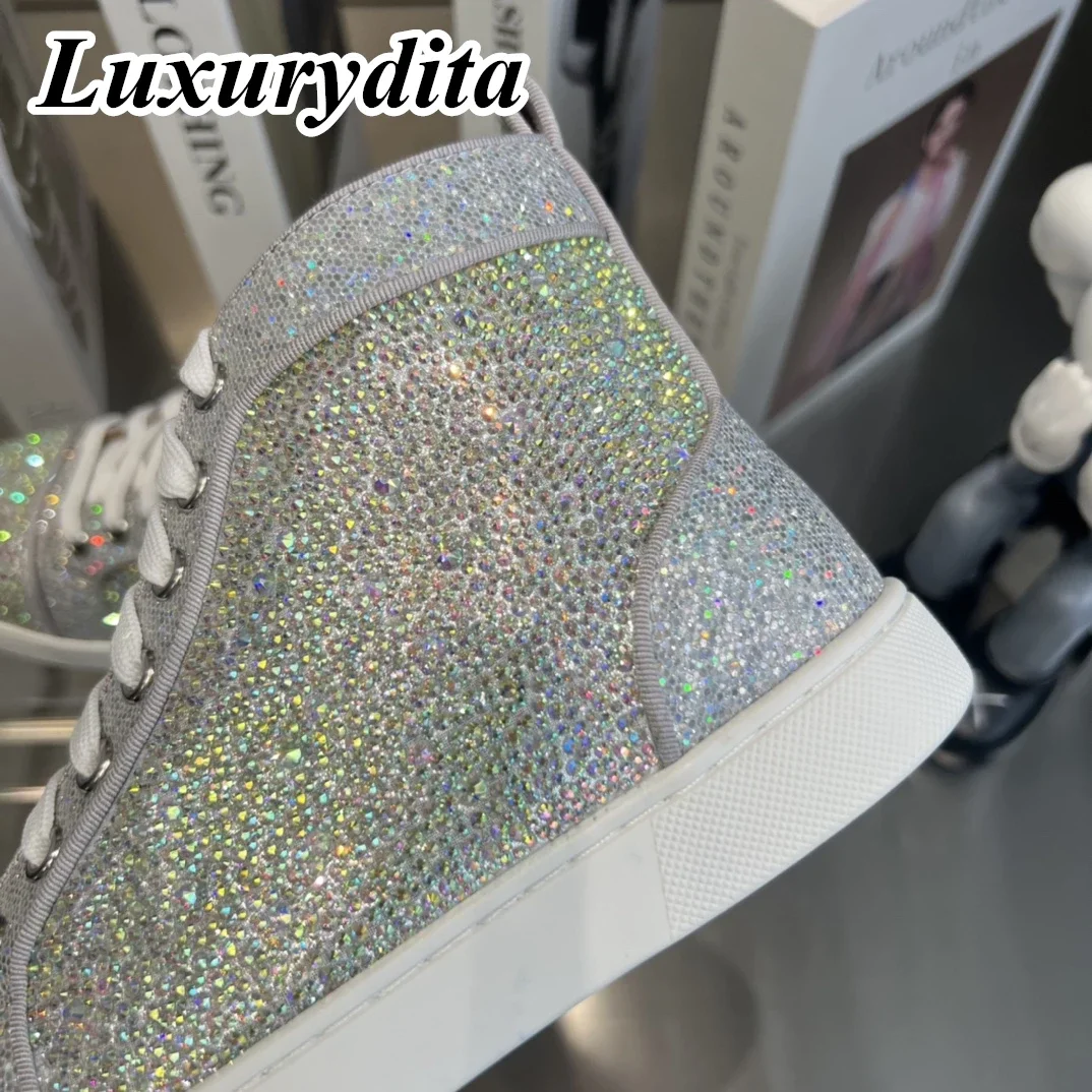 LUXURYDITA Designer Men Casual Sneakers Real Leather Rivet Luxury Womens Tennis Shoes 35-47 Fashion Unisex loafers HJ1210