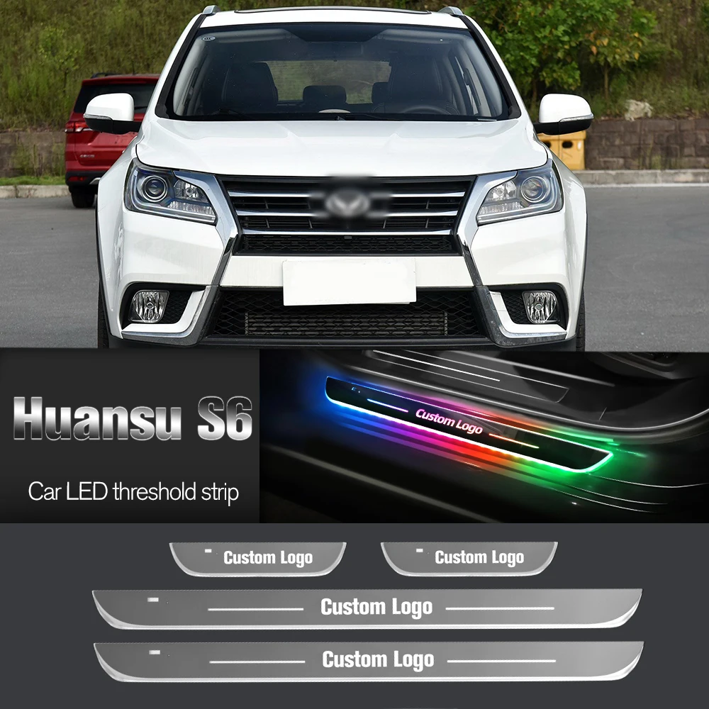 

Подсветка для порога автомобиля BAIC Huansu S6 2015-2022 2017 2018 2021 с индивидуальным логотипом, светодиодная подсветка пороговой педали, аксессуары
