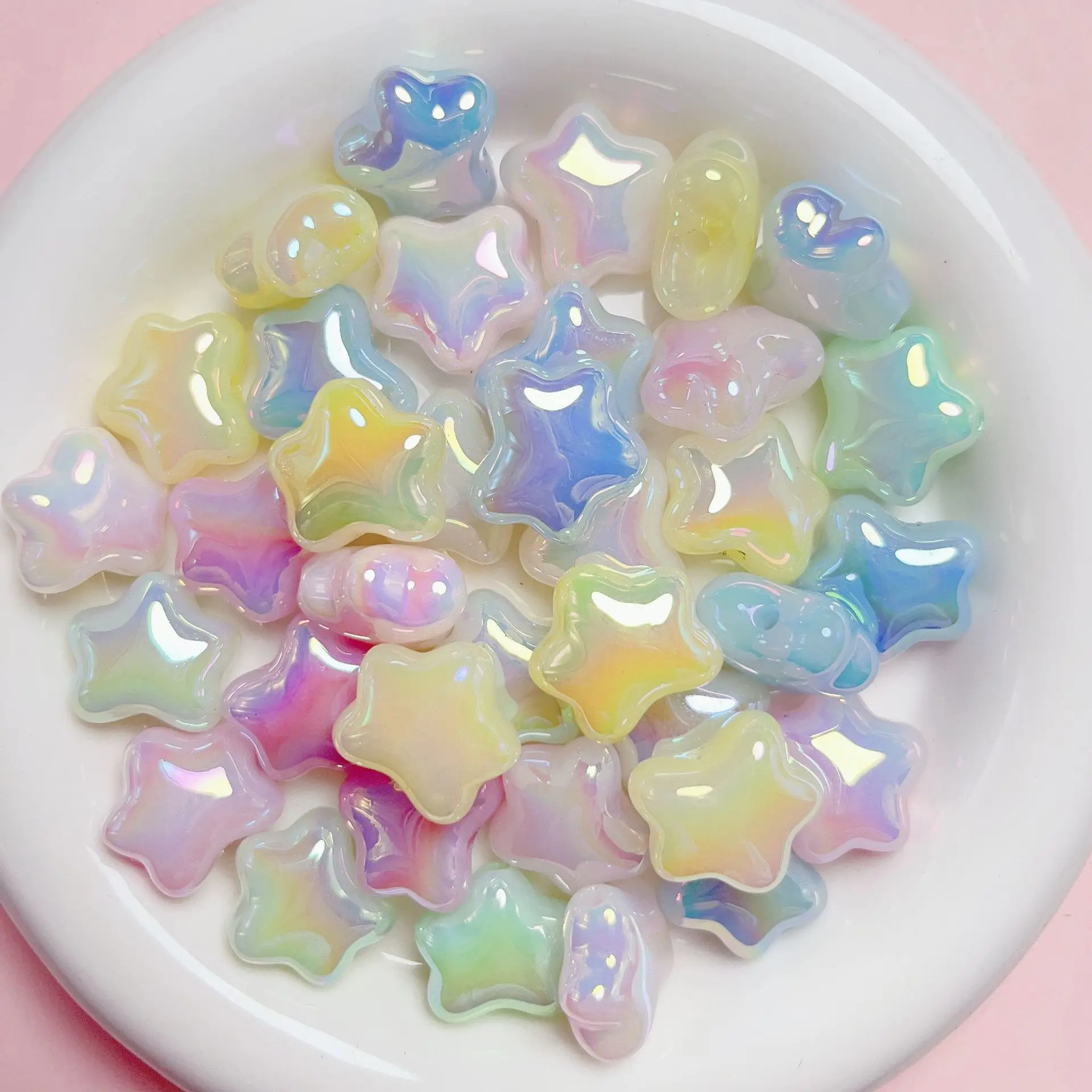 

Newest 70pcs 20*18mm AB Jelly Colors Acrylic Stars Beads Plastic Ornament Accessories Material For Bracelet Necklace Earring DIY