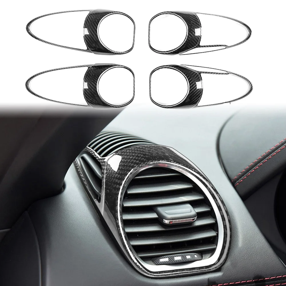 

Dry Carbon Fibre Car dashboard air outlet panel the interior Sticker Car accessories For Porsche 718 2016-2019 911 2012-2018