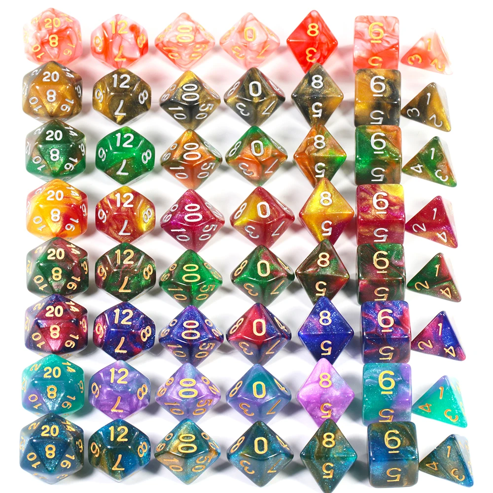 Game Dice 7pcs Galaxy Polyhedral DND for Tabletop Board and Role-Playing Games