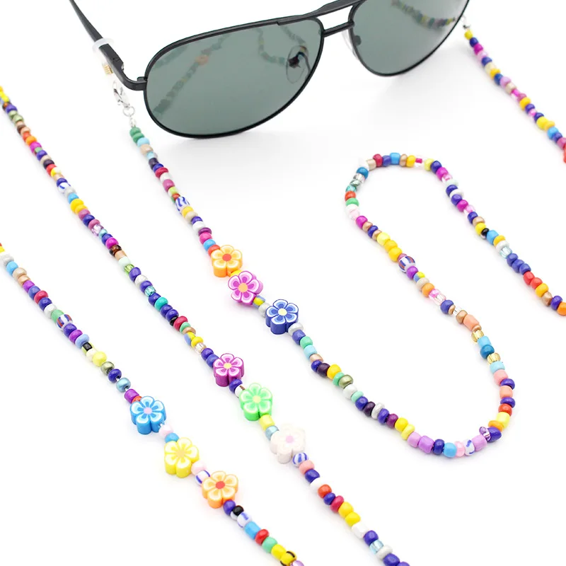 

Fashion Beaded Glasses Chain Colorful Soft Pottery Fruits Sunglasses Lanyard for Ladies Anti-lost Smile Face Mask Strap Holder
