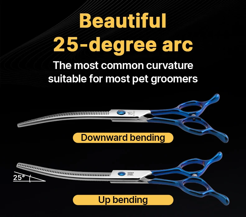 Fenice Hochwertige 6,5/7 Zoll professionelle Tierpflegeschere, gebogene Effilierschere für Hunde und Katzen, Tierhaar, Tijeras Tesoura – Detail 6