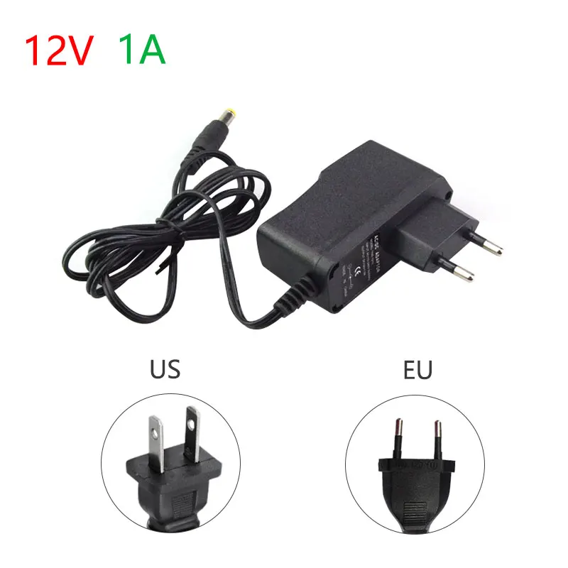 Universal DC 12V Power Supply Adapter with Interchangeable Plugs