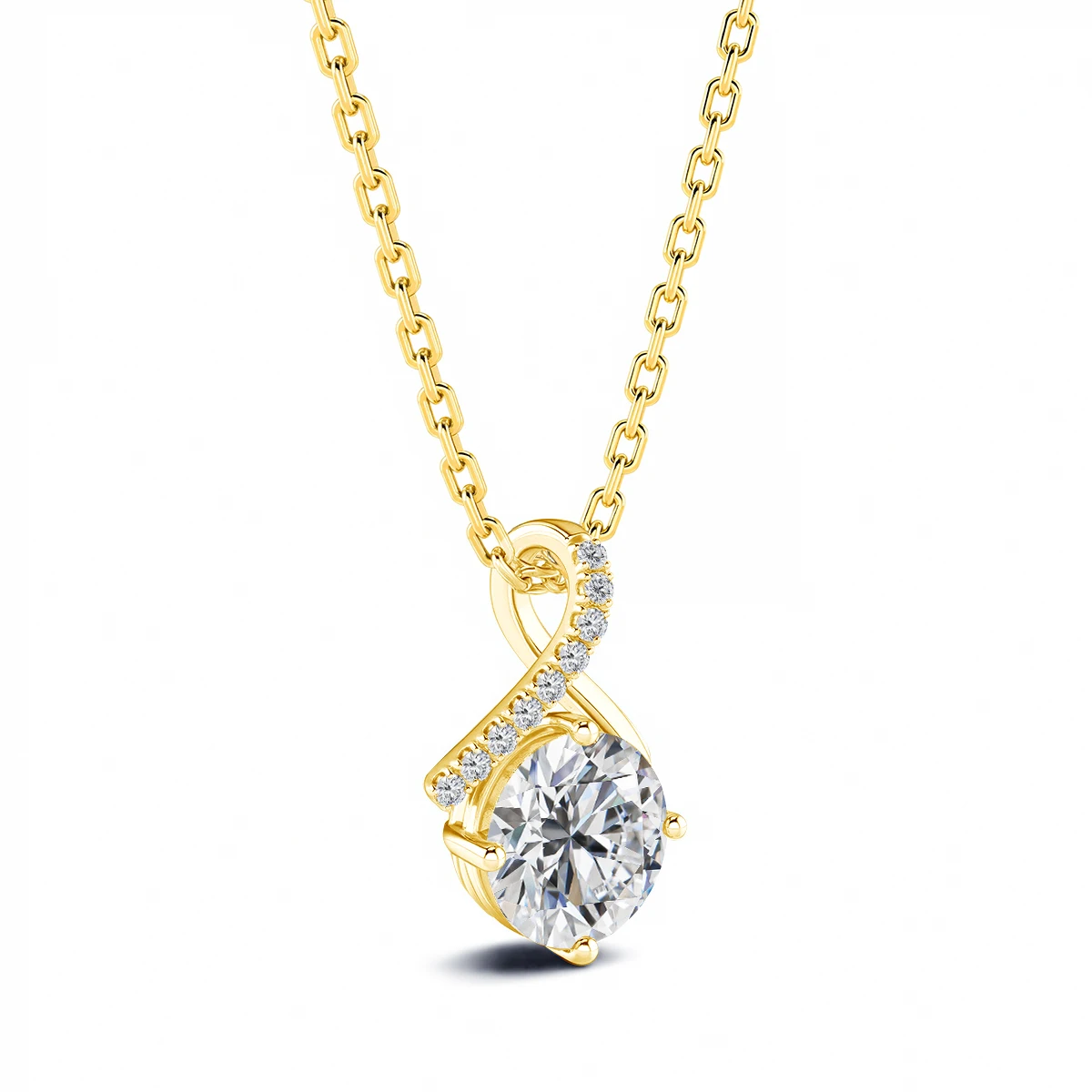 1ct 14k Gold Cross Moissanite Pendant Necklace for Women Shiny Zircon Wedding Party Engagement Jewelry with Certificate Gift Box