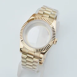 Gold Case with Presidential Bracelet and Sapphire Glass Crystal - 36mm/40mm - 36mm NH35 NH36 (Rose glass back flat)