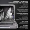 FDW05ASBWHA Portable Countertop Dishwasher with 5-Liter Built-in Water Tank, 5 Programs, Baby Care, Glass & Fruit Wash, Black 2