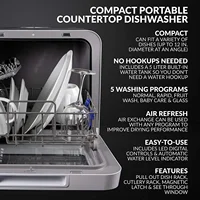 FDW05ASBWHA Portable Countertop Dishwasher with 5-Liter Built-in Water Tank, 5 Programs, Baby Care, Glass & Fruit Wash, Black 2