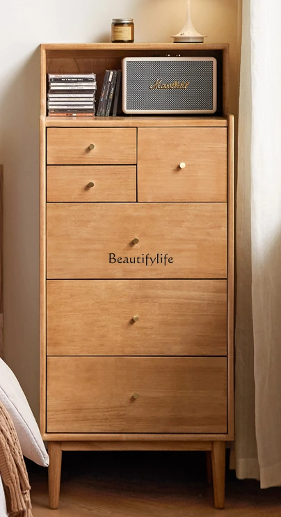 

Solid Wood Chest of Drawers Simple Small Apartment Tailstock Bedroom Six-Bucket Cabinet Home Locker